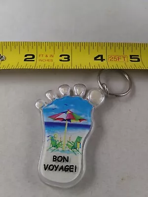 Vintage Bon Voyage Footprint Plastic Keychain Fob Ring Key Chain *QQ4 • $15