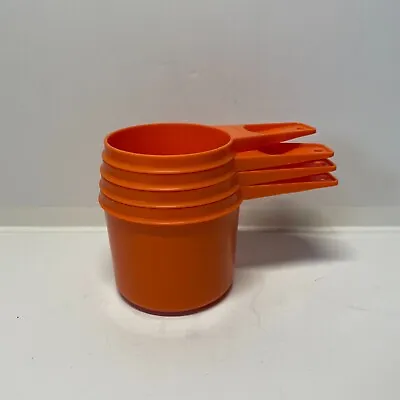 Vintage Tupperware Orange Plastic Measuring Cups Nesting Set Of 4 Kitchen Baking • $20