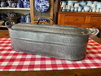 Antique Grey Graniteware Fish Poacher With Lid • $75