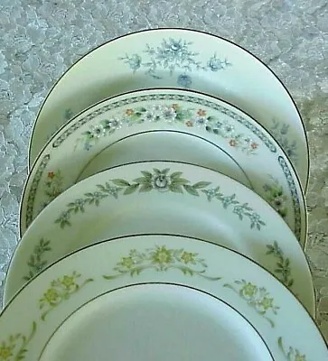 Vintage Mismatched China Dessert Plates (4) Silver Bands 6 1/4  To 6 1/2  Floral • $15.99