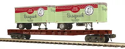 MTH Premier O #60261 Great Northern Bisquick Flat Car 20' Pup Trailers 20-95554 • $83