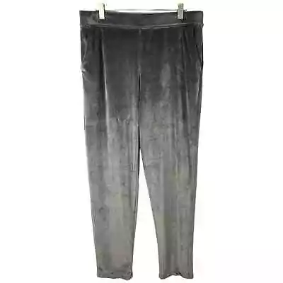 House Of Harlow Velour Pull On Pants Size Large Gray Elastic Waist Tapered Soft • $18