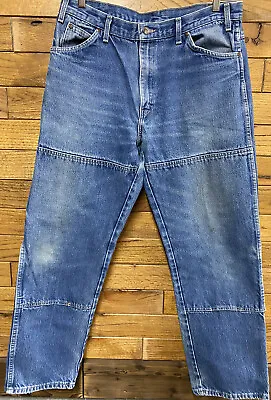 Vintage Dickies Carpenter Jeans Double Knee Distressed Blue W36 L32 Mens • $25