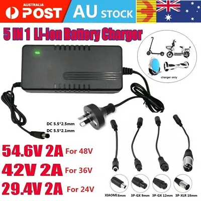 5 IN1 29.4V 42V 54.6V 2A Electric Bicycle Scooter Ebike Li-ion Battery Charger • $20.99