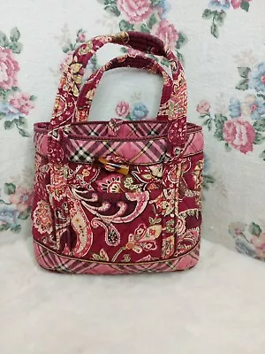 Vera Bradley Small Piccadilly Plum Toggle Tote Purse Quilted Red Paisley  • $21.99