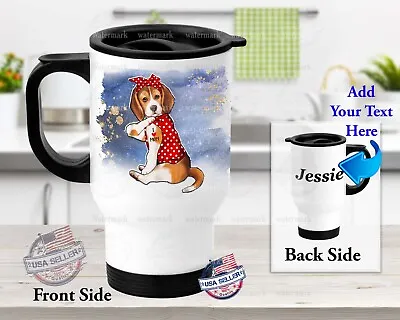 Beagle Dog I Love Mom Customized Stainless Steel Tumbler Travel Coffee Mug • $25.99