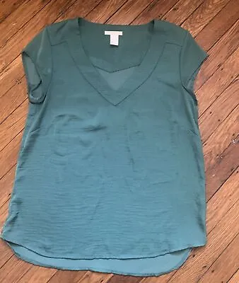 Women’s H&M Teal Green Sz 6 Polyester Silky Work Dress Top • $4.99