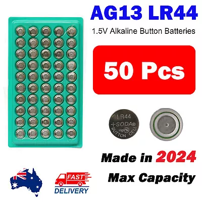 50X LR44 Battery AG13 A76 Button Cell Batteries Tray Pack  Cell Battery 2024 NEW • $7.99