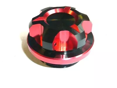 Kawasaki ZX10R 2004-2021  OIL FILLER CAP CNC RED DUAL ANODISED CROSS DRILL • £28.49