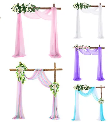 $16.99 • Buy 2 Panels Wedding Arch Drapes Backdrop Curtains Yarn Chiffon Draping Party Decors