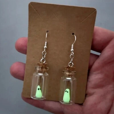 $14 • Buy GHOST IN BOTTLE Dangle/Drop HALLOWEEN Earrings GLOW IN DARK Luminous Jewelry