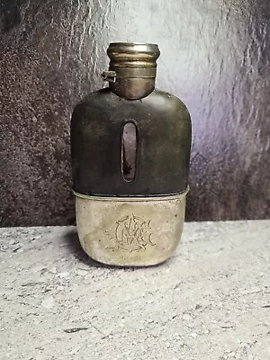 Vintage Glass Hip Flask With Lid Circa 1800's  Collectible • $99