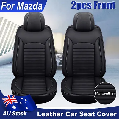 3D PU Leather Car 2pcs Front Seat Covers Protector Automotive For Mazda BLACK AU • $144.48