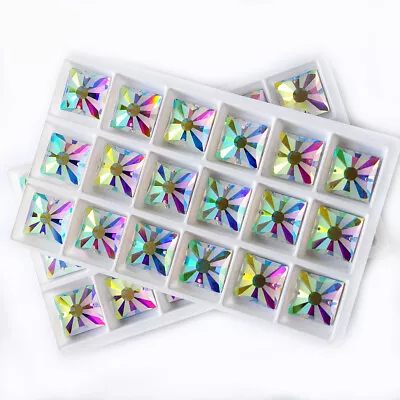 2315MTH Square 16mm AB Glitter Strass Flatback  Sew On Crystal Rhinestones Beads • $5.82