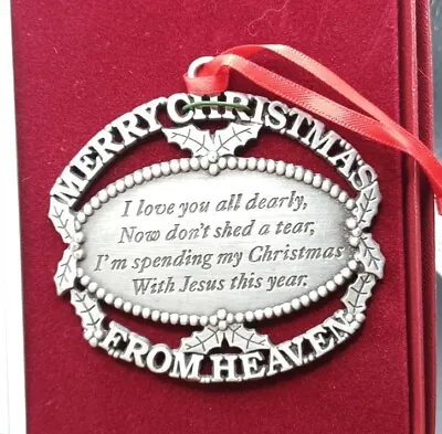 Merry Christmas From Heaven Pewter Passed On Loved One Jesus Ornament In Box • $15.99