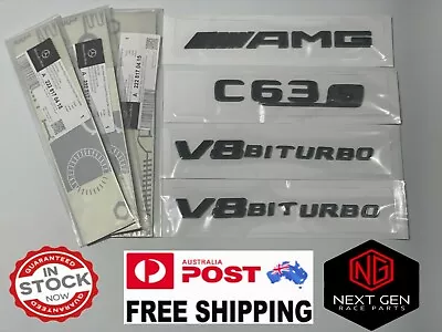 Mercedes AMG C63S V8 BITURBO Gloss Black Trunk Emblem Badge Kit C205 W205 S205 B • $65.99