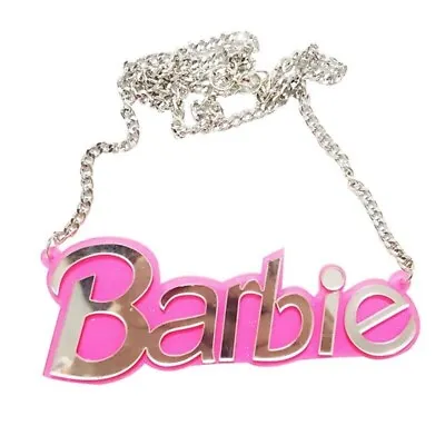 £5.99 • Buy Barbie Doll  Necklace Letter Pendant Clavicle Chain Pink Barbie & Ken Movie