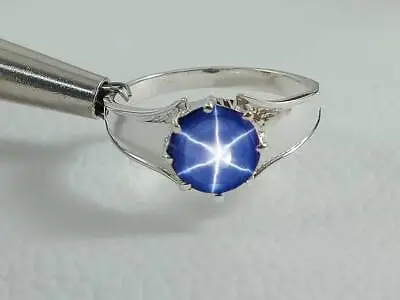 Men Blue Star Sapphire Ring 925 Sterling Silver Ring Lindy Star Sapphire Ring • $47.99