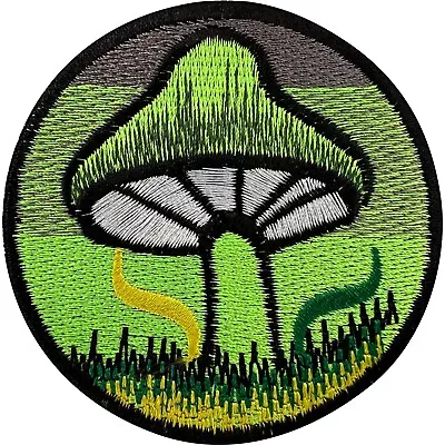 Green Magic Mushroom Patch Iron Sew On Denim Jacket Clothing Embroidered Badge • £2.79