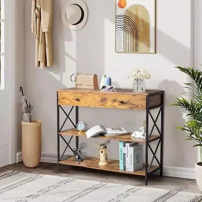 Console Table With 2 Drawer Organizer Hallway Entryway Entry Living Room Storage • $65.99