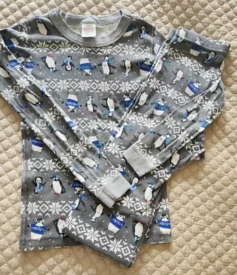 Unisex Kids Hanna Andersson Grey Snowflake Penguins 2pc Pajamas 140cm 10yrs • $17.50