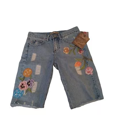 Vintage Z Cavaricci Embroidered Cut Off Jeans Shorts Size 4 • $14