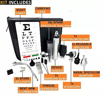 Diagnostics Professional Physician ENT Exam Kit Medical Otoscope Ophthalmoscope • $35.50