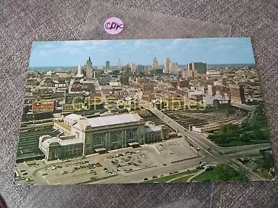 P3CDK Train Or Station Postcard Railroad RR UNION STATION AND SKYLINE KC MO • $6.27