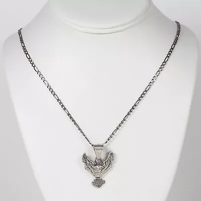 Sterling Silver Men/Womens/Unisex Harley Davidson Eagle Pendant Necklace 22  • £95.55