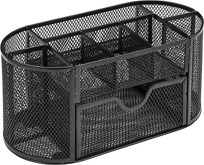 £9.99 • Buy Mesh Desk Tidy Stationery Organiser 9 Storage Compartment Including Drawer