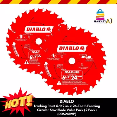 DIABLO 6-1/2 Inches 24 Tooth Circular Saw Blade For Precise Wood Cutting-2 Pack • $16.27