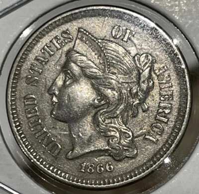 $7.16 • Buy 1866 3 Cent Nickel AU