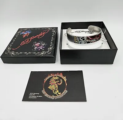 ED HARDY Bangle Silver Tone Skull Design With Box & Certificate Of Authenticity  • $43.56