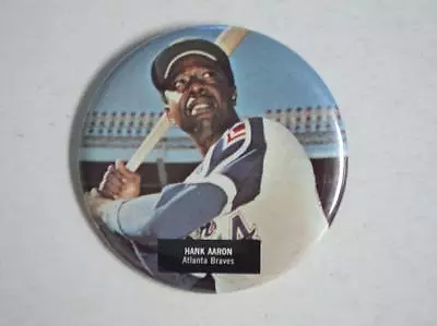 1970's Braves Hank Aaron Large 3 1/2  Pin Button -  FLASH SALE • $19.30