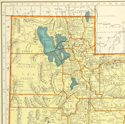 Vintage UTAH Map Wall Art State Old Original Ogden Great Salt Lake City • $12.95