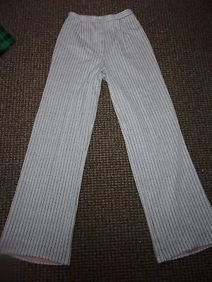 Vtg 70's Mod Disco Polyester Knit Pin Stripe Hi-Waist Wide Leg Flared Pants XS • $18