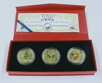 Togo 2010 100 Francs CFA Prismatic Sunbird 3 Coin Set • $99.99