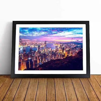 Hong Kong Skyline At Sunset Wall Art Print Framed Canvas Picture Poster Decor • £34.95