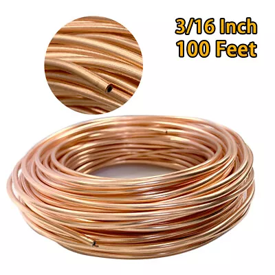 100 Foot Copper+Iron Brake Line Tubing Kit 3/16 OD Coil Roll  Universal • $30.90