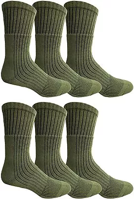 6 PK Military Grade Wick Dry Crew Socks  Boot Sock Army Green -Mens Crew Socks • $26.22