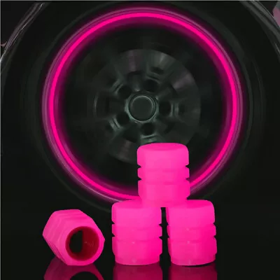 4x Luminous Pink Car Accessories Wheel Tire Tyre Air Valve Stem Caps Screw Cover • $6.34