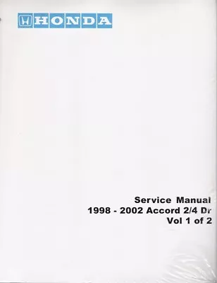 1998-2002 Honda Accord 2 4 Door OEM Factory Service Repair Manual 2 Vol 61S8400 • $169.95