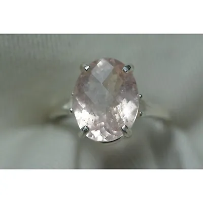 Morganite Ring Certified 4.23 Carat Pink Beryl Solitaire Sterling Silver MR4 • $717.84