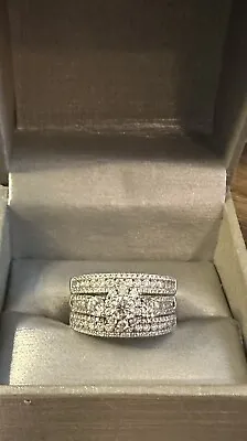 Zales 3ct Diamond White Gold 3 Ring Bridal Set • $3500