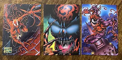 Marvel Masterpieces 1995 Carnage 19 - 20 - 21 Base Trading Cards Rare Fleer • $13