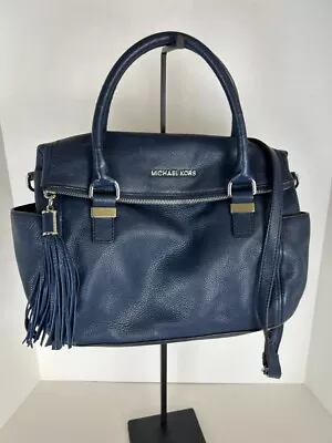 Michael Kors Weston Midnight Blue Leather Convertible X-body Satchel Bag • $75.42