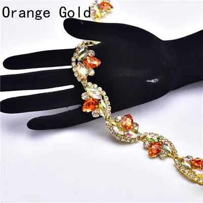 90cm Rhinestone Trim Crystal Diamante Floral Applique Chain Accessories Wedding • $13.43
