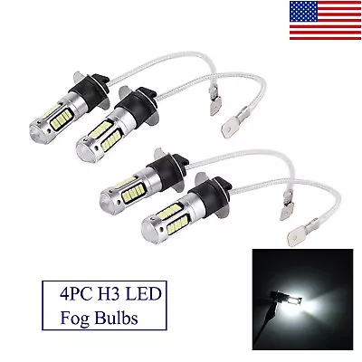 4x H3 LED Fog Driving White Light Bulbs 4014 Conversion Kit Super Bright 6000K • $11.39