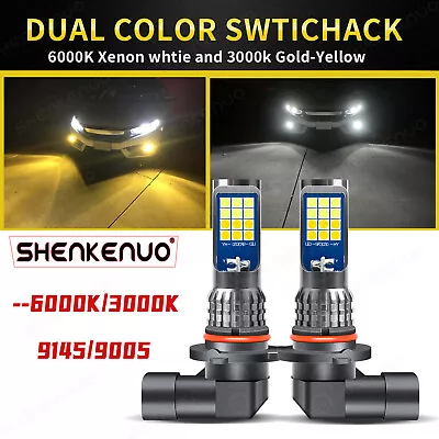 Pair 9140 9145 H10 9006 9005 LED Fog Light White Yellow Flash Driving DRL Bulbs • $21.99