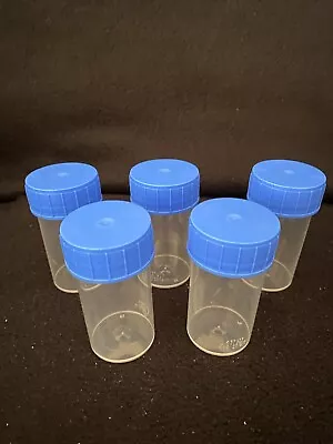 20 X 60ml  Plastic Sample Specimen Bottle Container With Blue Screw Top • £9.75